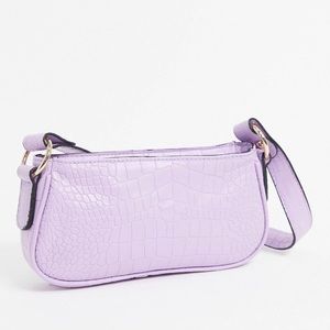 ASOS DESIGN Lilac/Purple croc shoulder bag